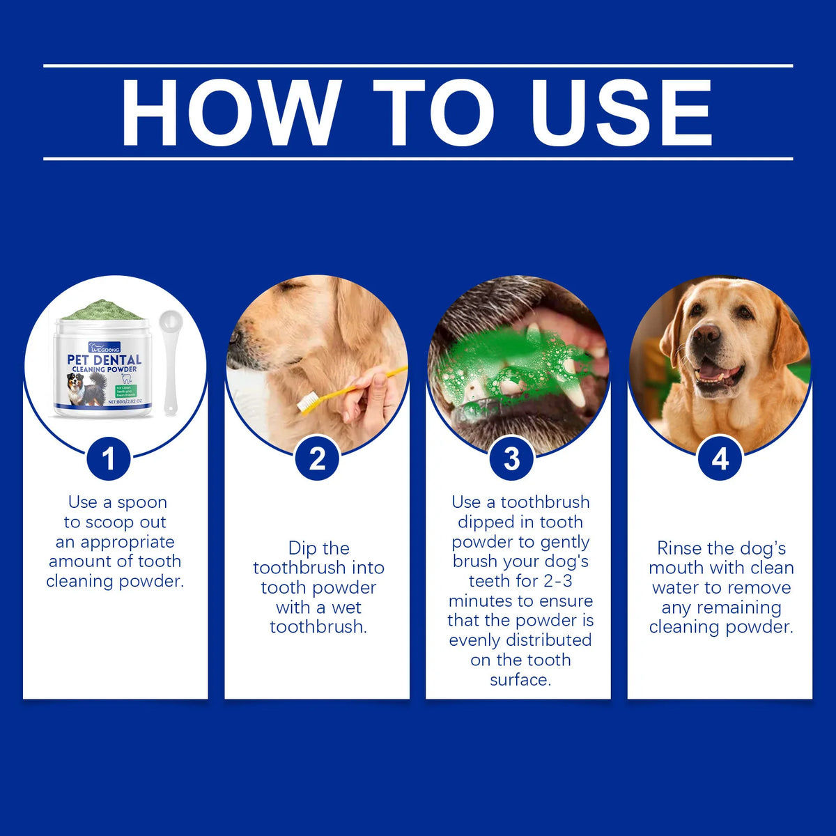 Pet Tooth Cleaning Powder Teeth Stain Remover Eliminates Bad Breath Tartar Remover Teeth Stone Cleaning Dog Dental Care Powder