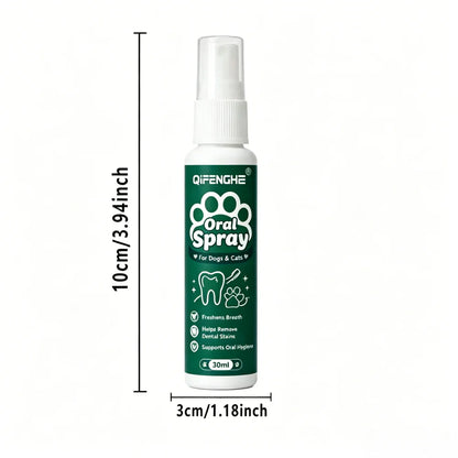 QIFENGHE Dog & Cat Breath Freshener Spray, 30ml Oral Care Solution Removes Stains & Maintains Pet Oral Health