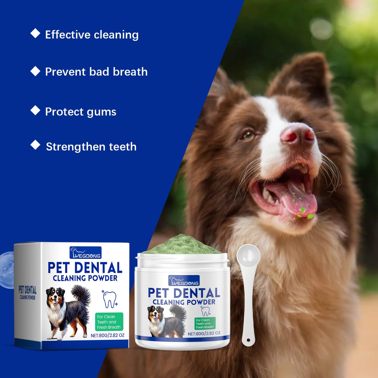 Pet Tooth Cleaning Powder Teeth Stain Remover Eliminates Bad Breath Tartar Remover Teeth Stone Cleaning Dog Dental Care Powder