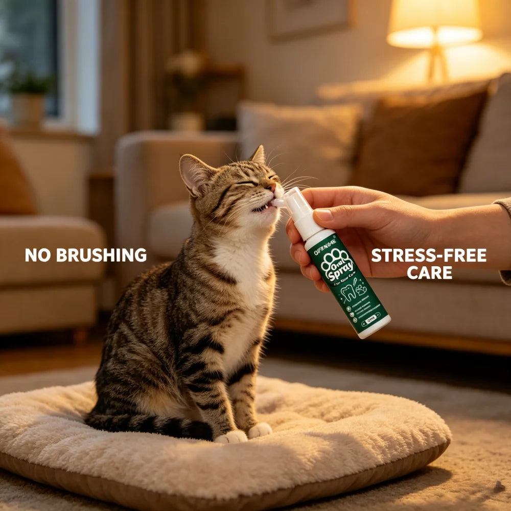 QIFENGHE Dog & Cat Breath Freshener Spray, 30ml Oral Care Solution Removes Stains & Maintains Pet Oral Health
