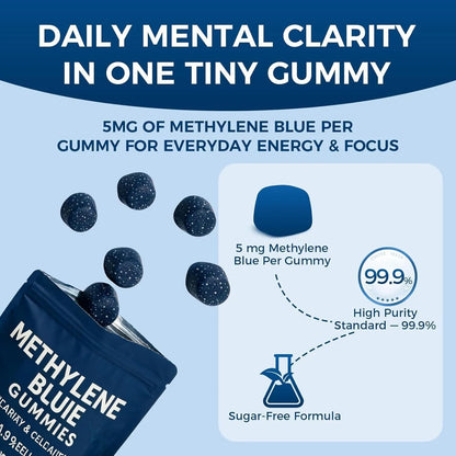 Methylene Blue Gummies Premium Cognitive Support Brain Health Memory Focus Boost Antioxidant Supplement for Adults