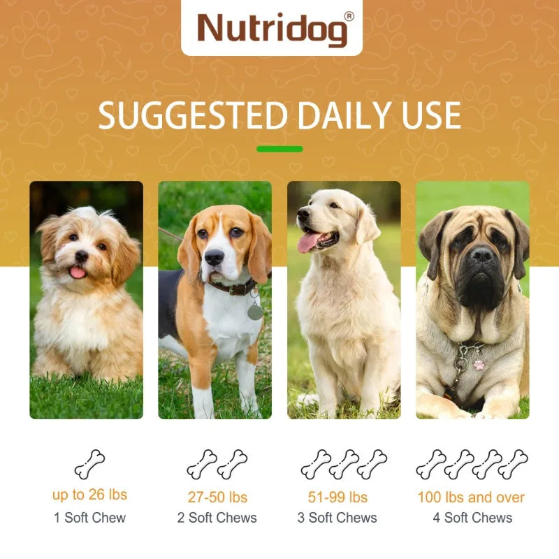 Hip and Joint Supplement for Dogs with Glucosamine, Chondroitin & MSM - Duck Flavor Joint Care Chews(Duck)